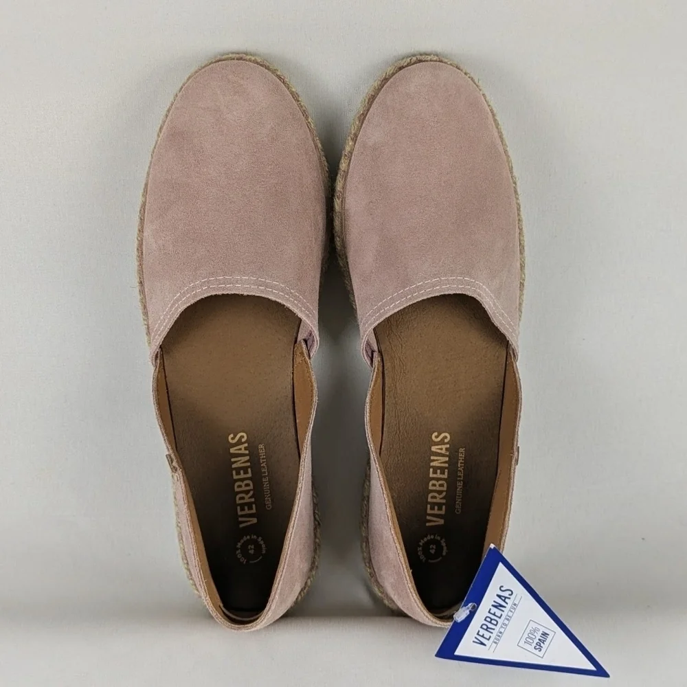 Verbenas Espadrilles Carmen Suede Leather Closed Toe Antique Blush EU42 11 NWT
